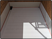 FRP防水 密着工法 入隅に面木と呼ばれる部材を取付けコーナー角度を緩やかに調整します。